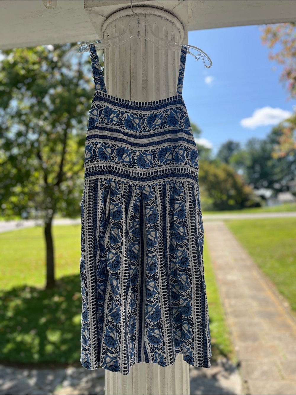 LOFT Blue and White Printed Mini Sundress